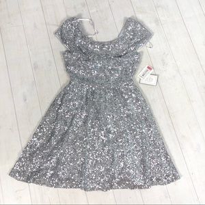 B. Darlin Silver sequin skater dress size 9 / 10